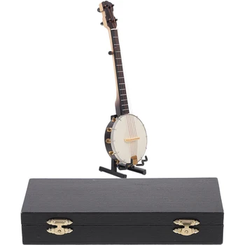 1 Conjunto De Banjo Modelo De Madeira Do Banjo Ornamento Modelo Do Aparelho Com Estojo De Presente De Aniversário Ambiente De Trabalho Banjo Modelo Do Aparelho