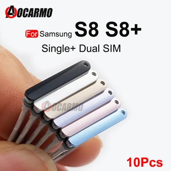 10Pcs Para Samsung Galaxy S8 SM-G9500 G950F S8 Plus SM-G955 S8+ Single/Dual Metal Plástico Nano Sim Suporte da Bandeja de Cartão