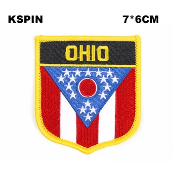 10pcs um monte U. S. Um Estado de Ohio Ferro No Emblema Bordado Roupas Emblema Para Roupas de Etiquetas do Vestuário 6*7cm UPI-0202-S