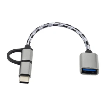 2 em 1 USB 3.0 adaptador OTG cabo, Tipo-C Micro USB para USB 3.0 conversor de interface para o telefone móvel cabo de carregamento