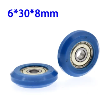 2020 perfil 6*30*8mm azul padrão Europeu perfil de alumínio V-ranhura da polia de rolamento de roda 626 rodas de plástico POM polyformald