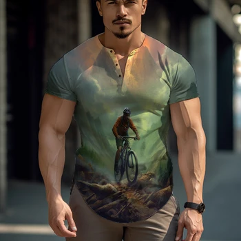 2023 Nova, Simples e Confortável masculina de manga Curta Fora-de-estrada Cavalo Impressos em 3d manga Curta Nuvem de Fitness Topo T-shirt