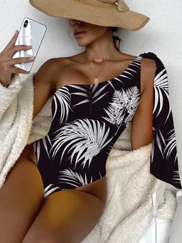 2023 de Uma Peça se adapte às Mulheres Body Maiô de Um Ombro Impressão 3D Monokini Sexy da Mulher de Cintura Alta moda praia moda praia Roupa