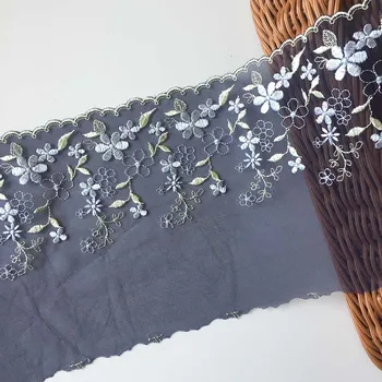 2Meters Bordado Lace Trim DIY Lingerie de Costura, Artesanato de Tecidos Azul Escuro Líquido Bordado de Renda para os Acessórios de Roupa
