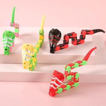 3 peças Coloridas Faixa Cadeia de quebra-Cabeças de Cobra Removível Bloco de Stress Brinquedos para as Crianças da Festa de Aniversário de Favores Goodie Sacos de Presente