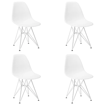 4Pcs Design Moderno Cadeira de Jantar C/Metal Cromado Perna Nórdicos Estilo Requintado Cadeira para Sala de estar, Escritório Estudo de Quarto Branco/Preto