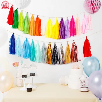5pcs Multicolor DIY Papel de seda Borla Garland Conjuntos de chá de Bebê Aniversário Festa de Aniversário de Casamento Decoração Artesanato