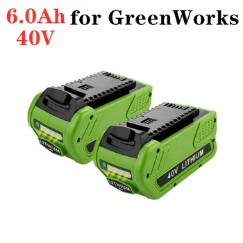 6.0 Ah Substituição da Bateria de Lítio para GreenWorks 40V 6000mAh 29472 29462 Bateria G-MAX Power Tool 29252 20202 22262 25312 L50