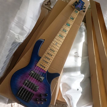 6 Cordas Blue Ash-Bass com a chama Folheado de Bordo (Maple Braço Personalizável
