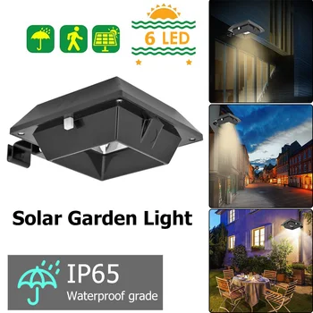 6LED Luz Solar Impermeável Exterior do Sensor de Movimento do Jardim da Paisagem da Lâmpada de Parede