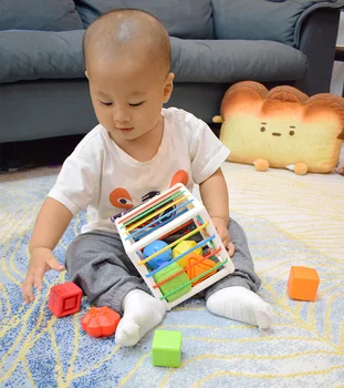 A atividade de jogo do cubo de cores de forma brinquedo de formas de classificação de nidificação & empilhamento sensorial de brinquedos para as crianças de 2 a 4 anos de idade ouriço Montessori