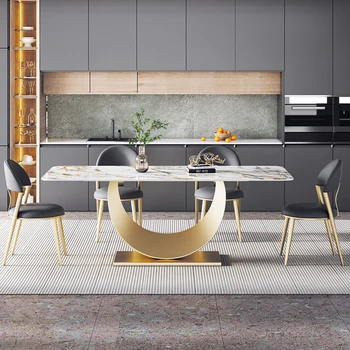 A combinação de mesa de jantar e cadeira é moderno, simples, leve e luxuoso, e high-end do agregado familiar retangular de jantar tabl