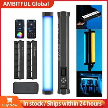 AMBITFUL A2 RGB Luz do Tubo do Kit-2, CRI 95+ TLCI 97+,Construído em APP + Favo de mel Grade Magnética Função RGB LED Vara de Dupla Lâmpada do Kit