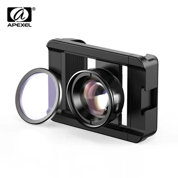 APEXEL Nova Chegada 4k HD 100mm macro Micro lente Com filtro CPL Multifuncional Braçadeira para iPhone Samsung e todos os smartphones