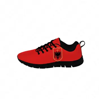 Albânia Bandeira Águia de Tênis Mens Womens Adolescente Casuais Sapatos de Lona de Execução Pano de Sapatos de Impressão 3D Respirável Leve sapato
