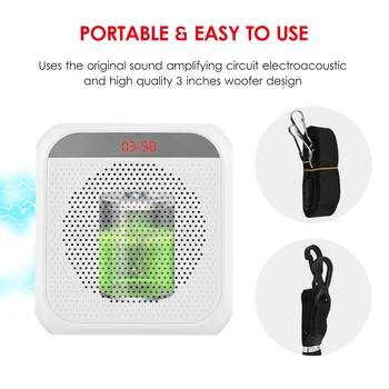 Amplificador de som Portátil Recarregável Mini Amplificador da Voz Display LED Função de Gravação do MIC com Fio Microfone Headmount