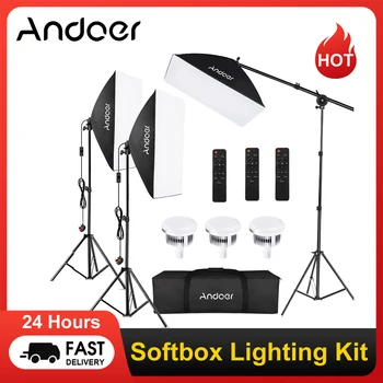 Andoer Fotografia Kit de luzes de Estúdio Softbox Iluminação Conjunto com 2M de Luz Carrinho de Controle Remoto Saco de transporte para a Foto de gravação de Vídeo