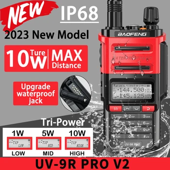 Baofeng UV-9R Pro V2-Tipo C Carregador de IP68 Impermeável Tri-o Poder de um Walkie-Talkie de Atualização Portátil de Dupla Banda UV-9R PRO Duas Vias de Rádio
