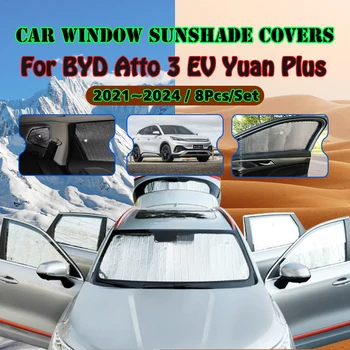 Carro Completo de Cobertura do pára-Sol Para BYD Atto 3 2022 Yuan Plus EV 2021 2023 Anti-UV Protetor solar Janela de Sombras Capa dos Auto Acessórios