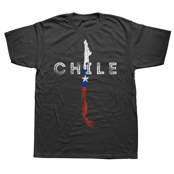 Chileno Mapa Bandeira do Chile Lembrança T-Shirt de Verão, o Estilo Gráfico de Algodão Streetwear Manga Curta Presentes de Aniversário T-shirt Mens Vestuário