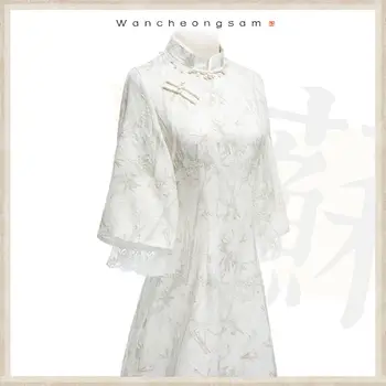 Chinês Vestido Cheongsam Chi-pao Melhoria Qipao de Moda de Primavera e Outono, Jacquard de Estilo Chinês, Bonito Doce Roupa de Menina