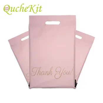 Cor-de-rosa Obrigado Saco de Presente Portátil Poli Mailer Adesivas Envelopes, Sacos de Empacotamento da T-shirt, Calças de Negócios de Envio de Malotes
