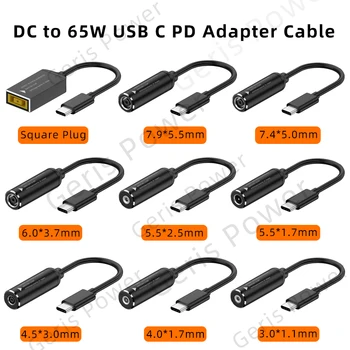 DC para USB C PD 65W Carregamento Rápido Cabo Adaptador Conversor de Tipo C PD conector de Alimentação Conector para MacBook Lenovo, Samsung, Huawei