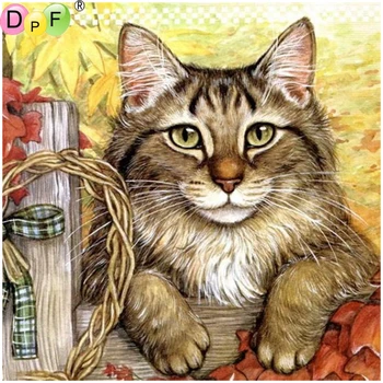 DPF DIY gato Bonito 5D diamante pintura de ponto de cruz, artesanato diamante mosaico quadrado de parede, pintura, bordado de diamante decoração de casa