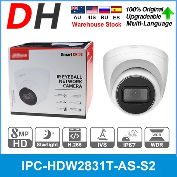 Dahua de 8MP Câmera do IP de IPC-HDW2831T-COMO-S2 4K Starlight POE Built-in Mic H. 265+ 30M IR CCTV de Vigilância de Vídeo do IPC Para a Segurança Home