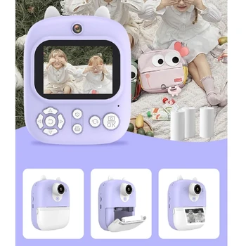 De alta Qualidade Imprimir Instantaneamente Crianças Câmera Criança Câmera Instantânea de Impressão para Férias em Família,Festas de Aniversário de Carregamento USB K1KF
