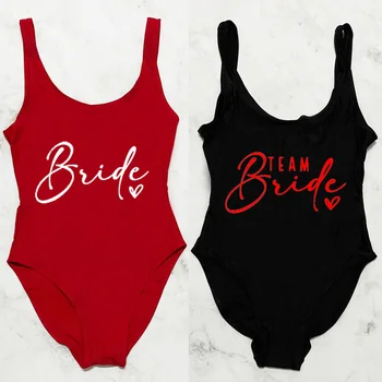 EQUIPE de Noiva Amor Swimwear das Mulheres Sexy Maiô de Uma Peça de moda praia Alta Corte do Verão maiô Body Festa de Casamento de Terno de Nadar