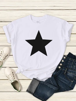 Estrela De Cinco Pontas Das Mulheres T-Shirt Respirável Vintage Harajuku Roupas De Rua, Hip Hop, T-Shirts Kawaii Designer De T-Shirt Para Mulher