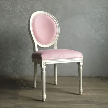 Europeia Cadeira de Jantar para a Cozinha Princesa Ins Maquiagem Cadeiras Nórdicos Mediterrâneo Retro Branco do Marfim Cadeira de Mobiliário de Casa