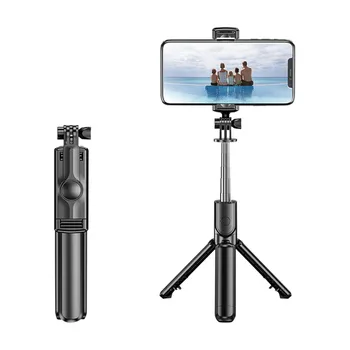 Extensível sem Fio Selfie-Vara Monopé Tripé compatível com Bluetooth Selfie Stick para Huawei Xiaomi iPhone Gopro Esportes de Ação