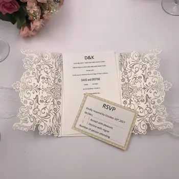 Fantasia Branca de Corte a Laser de Ofício Convites para a Festa de Casamento com Envelope Personalizado de Impressão