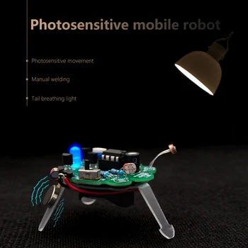 Fotossensível Robô Móvel Kit Firefly DIY em Massa de Cauda Luz orgânica de Diversão Eletrônica de Educação, Formação