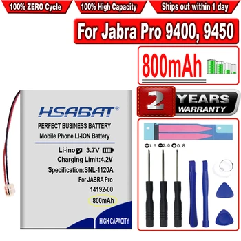 HSABAT 800mAh 14192-00, AHB412434PJ Bateria para o Jabra Pro 9400, 9450, 9460, 9465, 9470