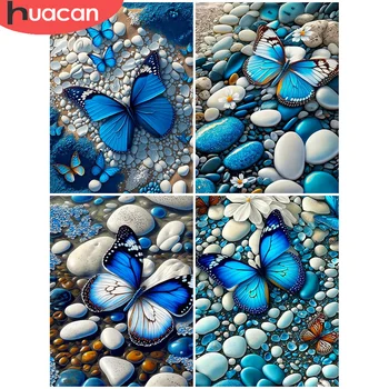 HUACAN Diamante Pintura de Borboleta Azul Completo Quadrado Redondo Bordado à beira-Mar Mosaico Animal Artesanal de Produtos de Decoração para Casa