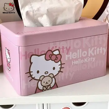 Hello Kitty Caixa De Tecido De Desenhos Animados Sanrio Carro Tecido Recipiente De Área De Trabalho Guardanapo De Tecido Titular Caso De Armazenamento De Caixa De Decoração De Casa De Presente