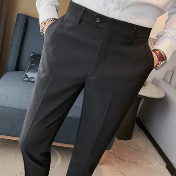 Homens Sólido Casamento De Vestido De Calças Dos Homens De Alta Qualidade Formal Ternos De Uso De Calças Masculina Britânica Estilo Slim Fit Business Casual Terno De Calça