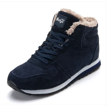 Homens botas dos Homens Sapatos de Inverno de Moda Botas de Neve de Sapatos Plus Size Inverno Tênis Tornozelo Homens Sapatos Botas de Inverno Preto Azul Calçado