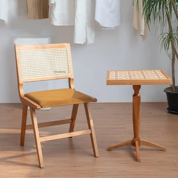 Japonês-estilo de Madeira maciça de Jantar com Cadeiras para Cozinha Móveis de Famílias d Cadeira de Mesa Simples de Vime ao ar livre do Encosto da Cadeira de Jantar