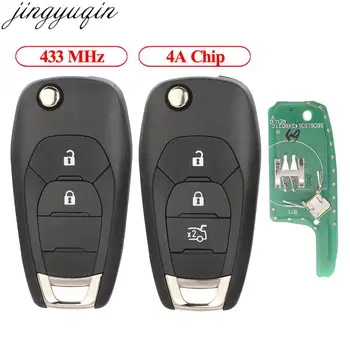Jingyuqin 2/3 Botão Original Flip Remoto Chave do Carro Alarme 433 MHz 4A Chip Para Chevrolet Cruze Aveo 2014 2015 2016 2017 2018