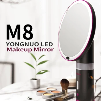 LED YONGNUO Espelho de Maquilhagem M8 Com Lâmpada de Luz de ambiente de Trabalho Rotação de um Espelho de maquilhagem Leve Ajustável que Escurece com o Adaptador de Alimentação