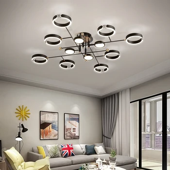 LED moderna Lustre Para Sala de estar, Quarto, Sala de Jantar Simples Lâmpadas Atmosférica da Luz de Teto Remoto de Escurecimento de Decoração de Lâmpada