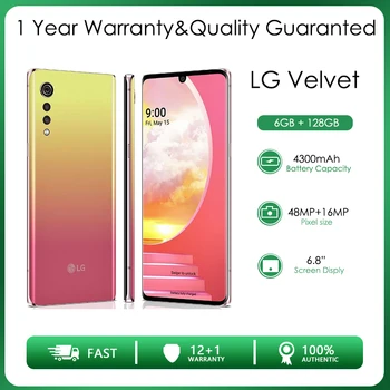 LG Veludo 5G 6+128GB de 6,8 polegadas single/dual sim Remodelado-Original Desbloqueado Wi-fi gratuito hotéis Baratos de Telefone Celular Frete Grátis