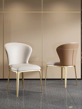 Luz De Luxo Cadeira De Jantar De Família Nórdicos Moderno, Simples E Encosto Em Aço Inoxidável Varanda Italiano Cadeira Premium