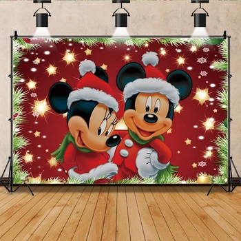 Mickey De Disney Do Rato De Minnie Fotografia De Fundo De Feliz Natal Festa De Aniversário Para Comemorar A Decoração Do Pano De Fundo Photo Studio