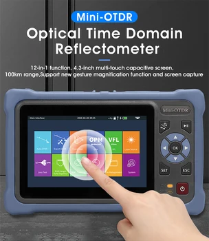 Mini OTDR Fiber Optic Refletômetro, Tela de Toque, o VFL, OLS, OPM, Mapa de Evento, Ethernet Cable Tester, 1310, 1550nm, 26, 24