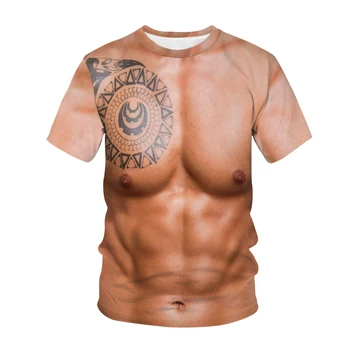 Músculo T-shirt dos Homens Músculos Abdominais Funny T-shirts, Tops Masculinos de Verão de Manga Curta Camiseta Peito Impressos em 3d de Mens Vestuário de Tops Menino
